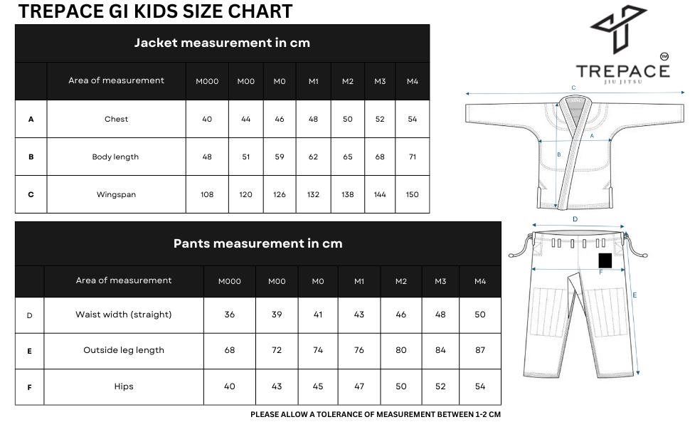 Kids gis size chart